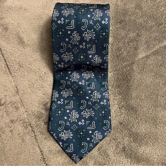 Vintage Rare 1986 Tiffany & Co Men’s Blue White Green Silk Neck Tie